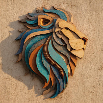 Layered Lion Wood Wall Art, 3D Wooden Lion Head Decor, Safari Animal Wall Sculpture, Rustic Nursery Gift, Multilayer Wood Home, 4 Designs