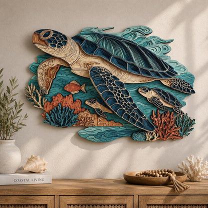 Sea Turtle Metal Sign, Ocean Wall Art, Coastal Living Decor, Beach House Wall Decor, Nautical Turtle Art, Marine Life Gift for Turtle Lovers