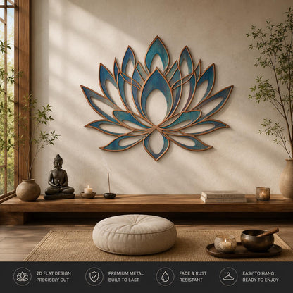 Lotus Metal Wall Art, Zen Yoga Room Decor, Meditation Wall Sign, Boho Spiritual Flower Decor, Indoor Metal Lotus Gift, 3 Designs for Home