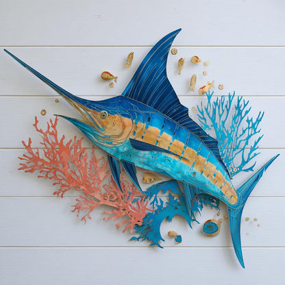 Swordfish Metal Wall Art, Coastal Fish Decor, Ocean Metal Sign, Beach House Wall Decor, Nautical Gift, Marlin Wall Art, 3 Designs For Home