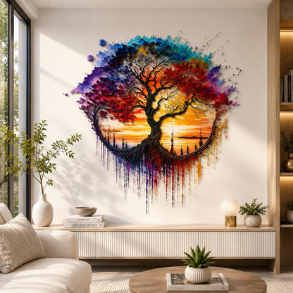 Tree of Life Metal Wall Art Rainbow Tree Nature Landscape Metal Sign Home Decor Modern Cabin Lodge Gift for Nature Lovers