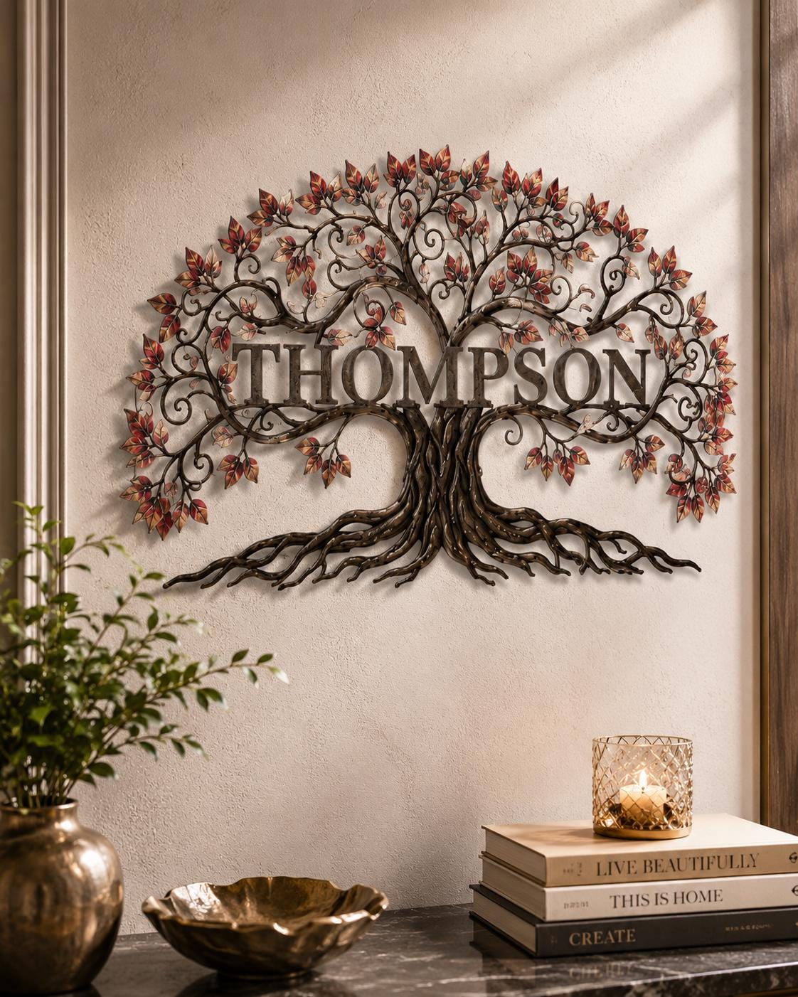 Personalized Tree Of Life Metal Wall Art Custom Name Sign Rustic Home Decor Gift For Family Modern Nature Wall Hanging Decor