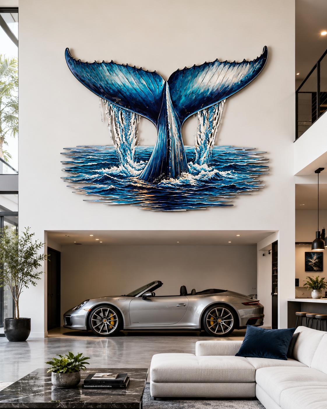 Whale Tail Metal Wall Art Ocean Beach Decor Coastal Sunset Sea Wave Nautical Marine Life Surf Style Home Wall Sculpture Gift for Beach House