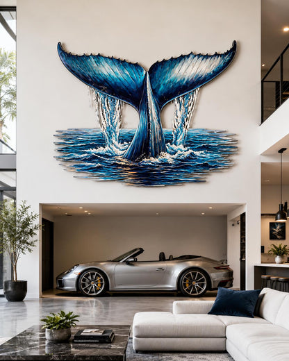 Whale Tail Metal Wall Art Ocean Beach Decor Coastal Sunset Sea Wave Nautical Marine Life Surf Style Home Wall Sculpture Gift for Beach House