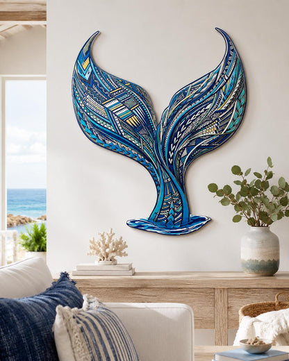 Whale Tail Metal Wall Art Ocean Beach Decor Coastal Sunset Sea Wave Nautical Marine Life Surf Style Home Wall Sculpture Gift for Beach House