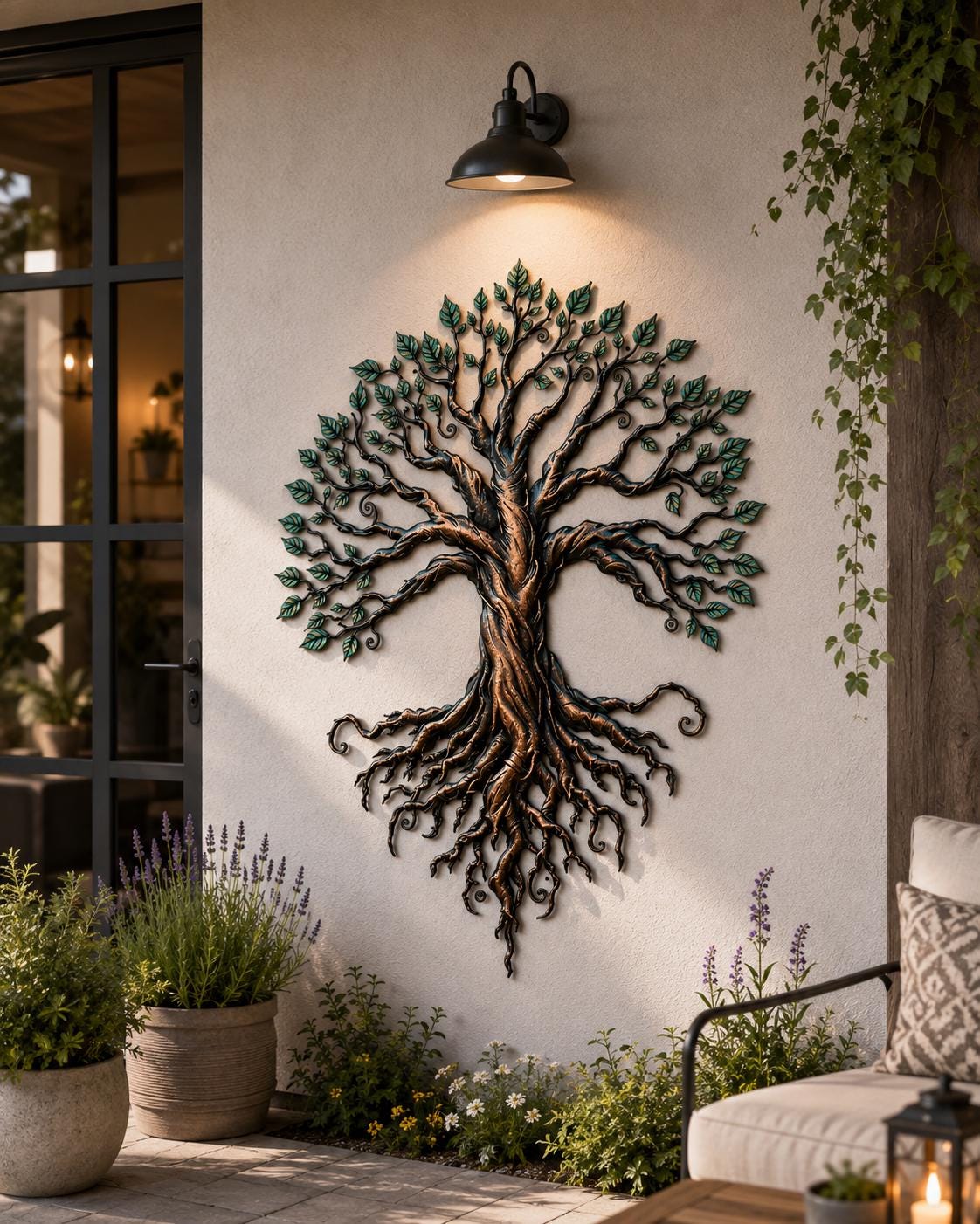 Metal Tree of Life Wall Art Forest Bonsai Decor Nature Metal Wall Sculpture Outdoor Indoor Home Garden Modern Rustic Wall Hanging Gift