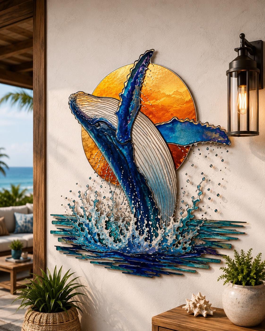 Ocean Metal Wall Art Set Whale Orca Jellyfish Coastal Decor Modern Nautical Wall Sculpture Beach House Home Gift Living Room Bedroom Art