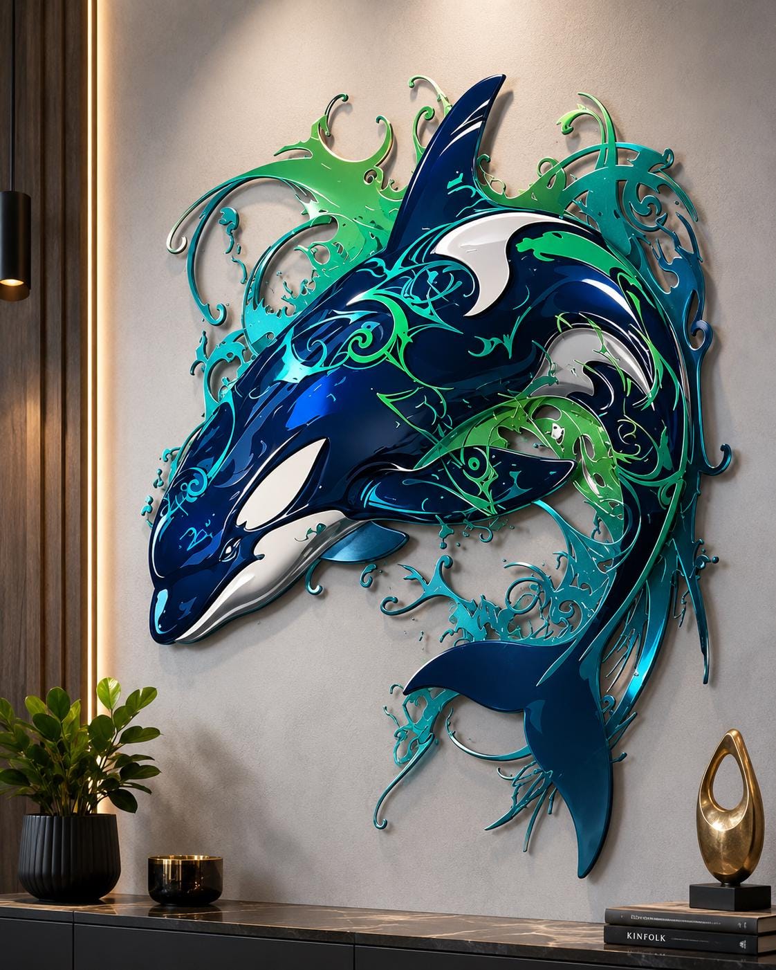 Ocean Metal Wall Art Set Whale Orca Jellyfish Coastal Decor Modern Nautical Wall Sculpture Beach House Home Gift Living Room Bedroom Art