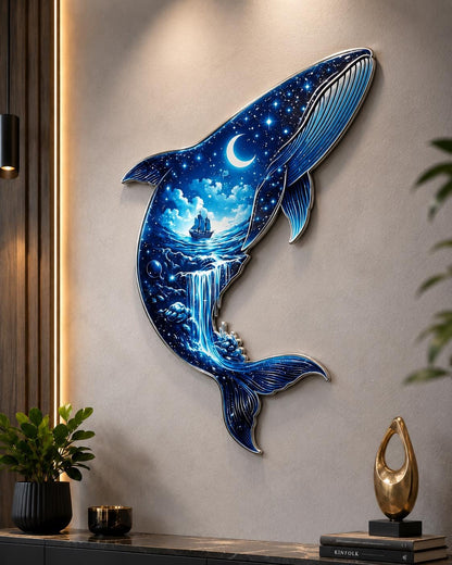 Ocean Metal Wall Art Set Whale Orca Jellyfish Coastal Decor Modern Nautical Wall Sculpture Beach House Home Gift Living Room Bedroom Art