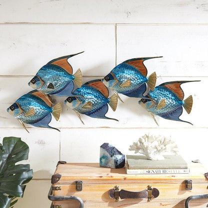 Metal Fish Wall Art Ocean School of Fish Wall Decor Coastal Nautical Wall Sculpture Modern Beach House Home Decoration Gift