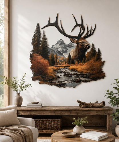 Large Metal Deer Wall Art Forest Animal Metal Sign Home Decor Rustic Wildlife Wall Hanging Outdoor Indoor Cabin Lodge Gift For Nature Lovers