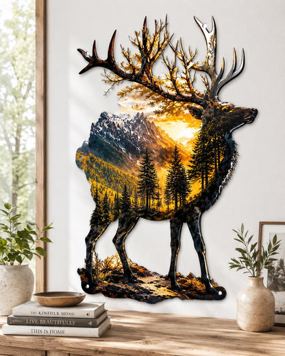 Large Metal Deer Wall Art Forest Animal Metal Sign Home Decor Rustic Wildlife Wall Hanging Outdoor Indoor Cabin Lodge Gift For Nature Lovers