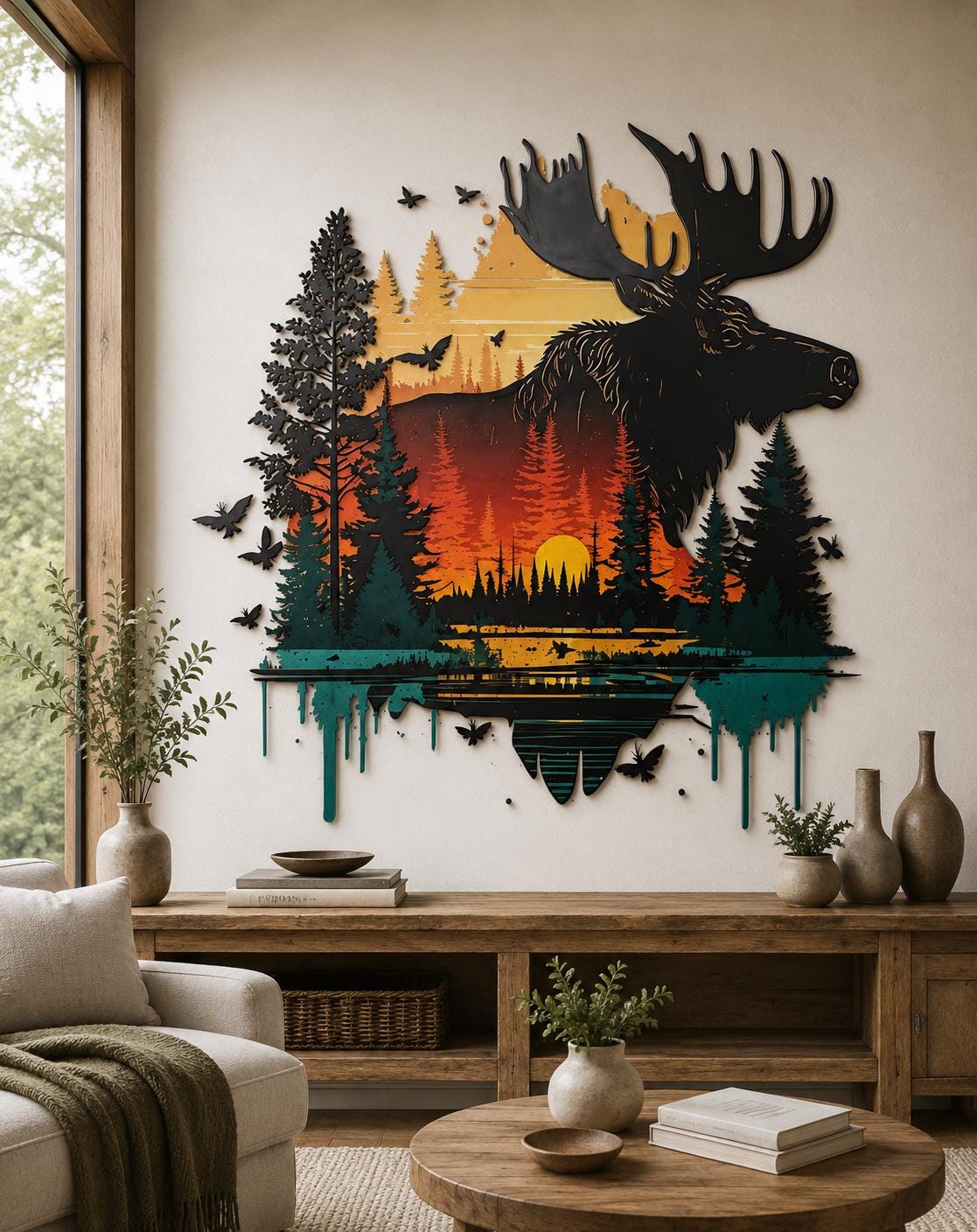 Large Metal Deer Wall Art Forest Animal Metal Sign Home Decor Rustic Wildlife Wall Hanging Outdoor Indoor Cabin Lodge Gift For Nature Lovers