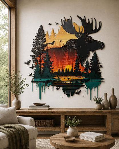 Large Metal Deer Wall Art Forest Animal Metal Sign Home Decor Rustic Wildlife Wall Hanging Outdoor Indoor Cabin Lodge Gift For Nature Lovers