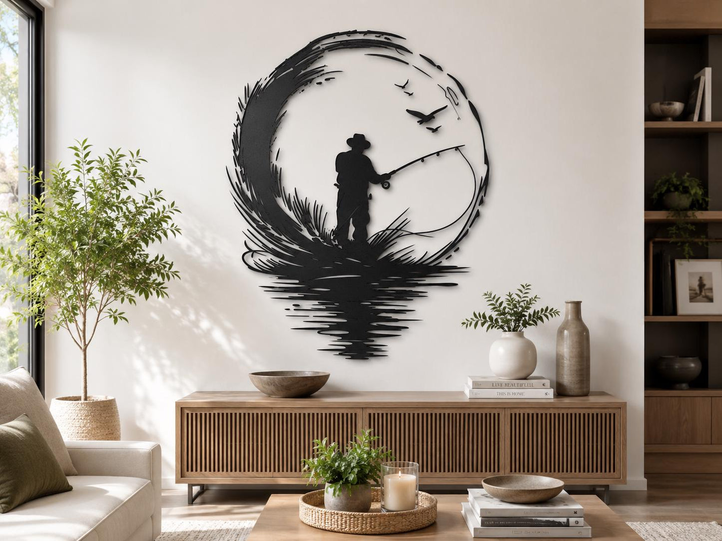 Fishing Metal Wall Art Bass Fish Metal Sign Fisherman Lake Decor UV Printed Aluminum Outdoor Cabin Man Cave Fishing Gift Wall Decor