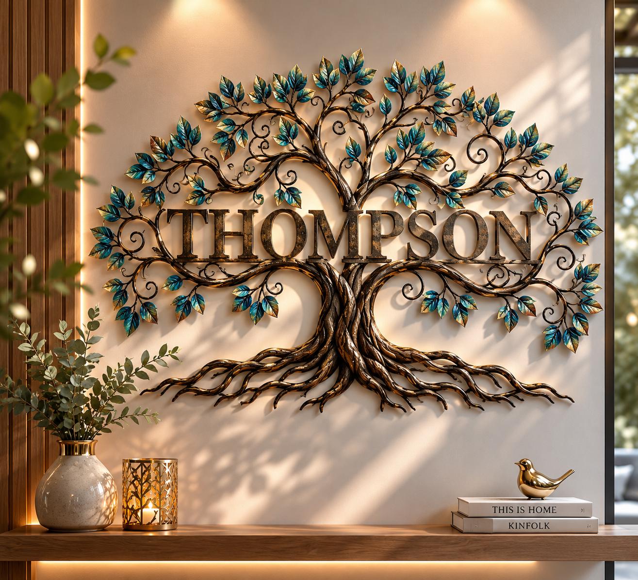 Personalized Tree Of Life Metal Wall Art Custom Name Sign Rustic Home Decor Gift For Family Modern Nature Wall Hanging Decor