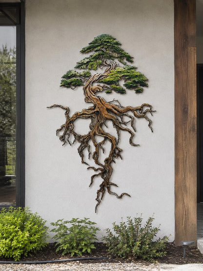 Bonsai Tree Metal Wall Art Forest Nature Wall Decor 2D UV Printed Aluminum Sign Rustic Outdoor Indoor Home Decoration Gift