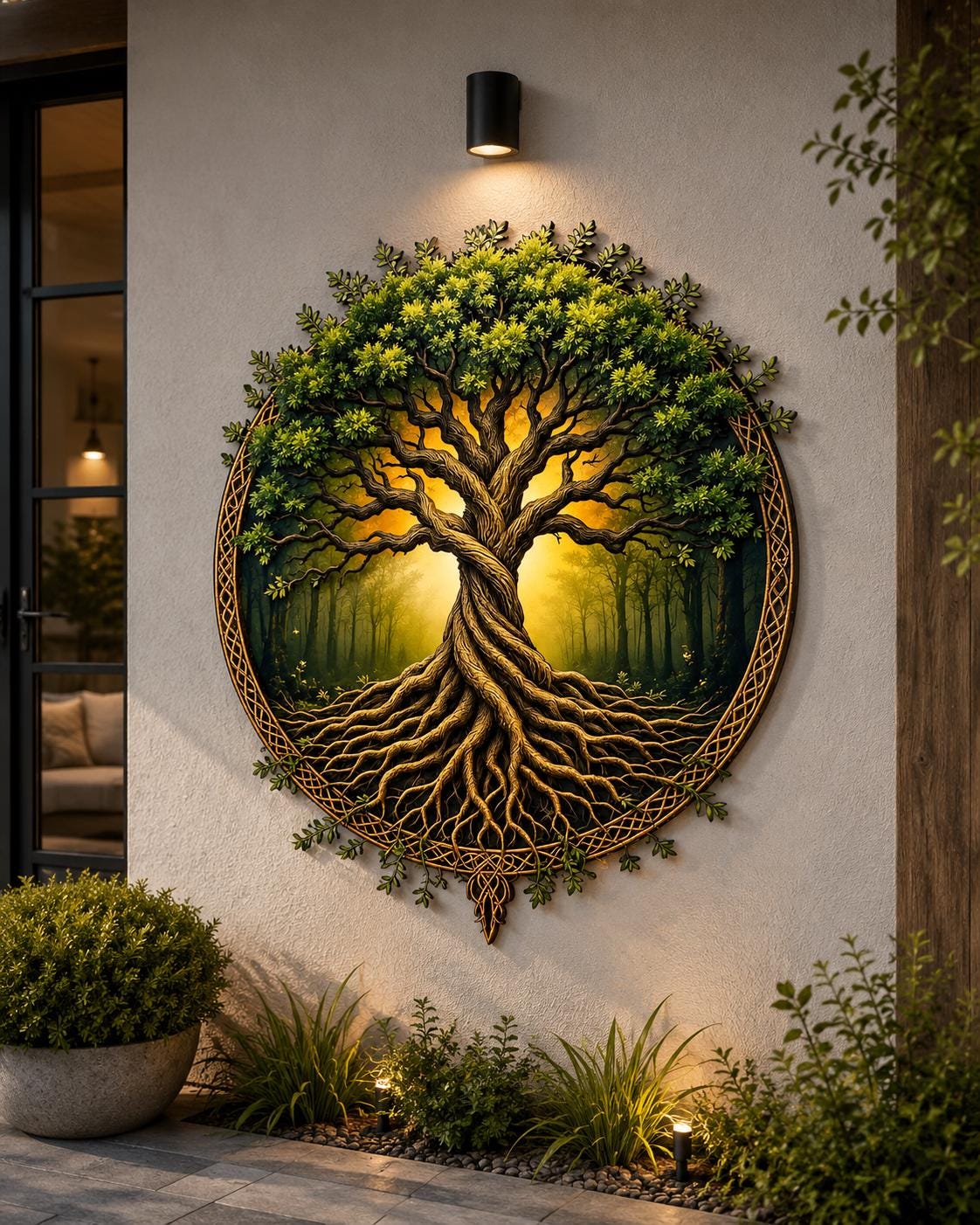 Metal Tree of Life Wall Art Forest Bonsai Decor Nature Metal Wall Sculpture Outdoor Indoor Home Garden Modern Rustic Wall Hanging Gift