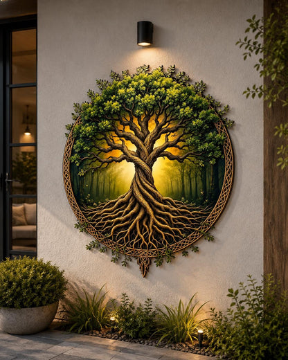 Metal Tree of Life Wall Art Forest Bonsai Decor Nature Metal Wall Sculpture Outdoor Indoor Home Garden Modern Rustic Wall Hanging Gift