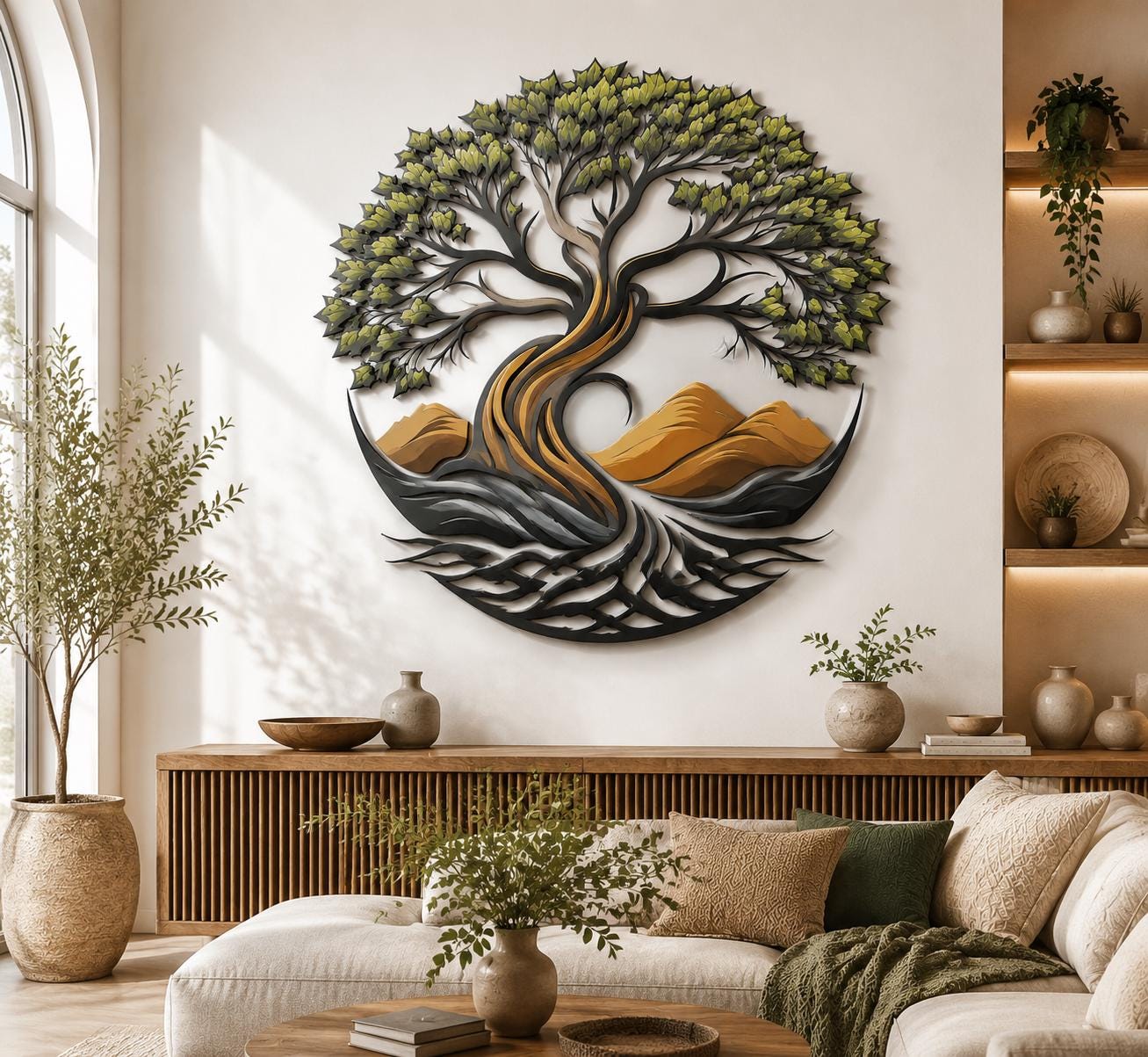 Tree Of Life Metal Wall Art Colorful UV Printed Aluminum Sign Celtic Tree Decor Nature Wall Hanging Spiritual Home Decor Gift