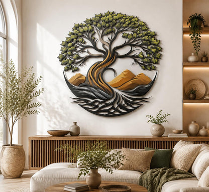 Tree Of Life Metal Wall Art Colorful UV Printed Aluminum Sign Celtic Tree Decor Nature Wall Hanging Spiritual Home Decor Gift