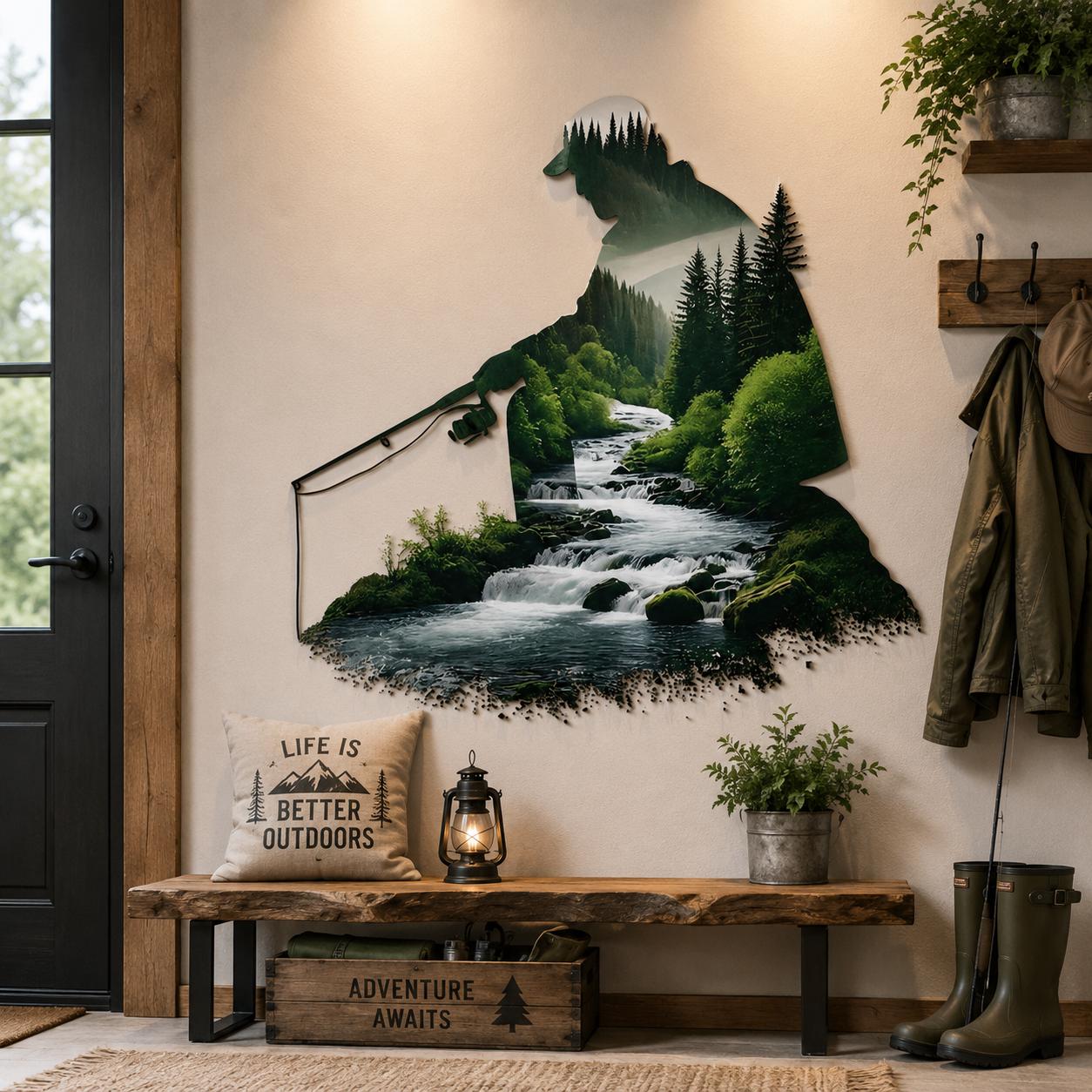 Fishing Metal Wall Art Bass Fishing Decor UV Printed Aluminum Sign Fisherman Lake House Wall Hanging Outdoor Adventure Gift