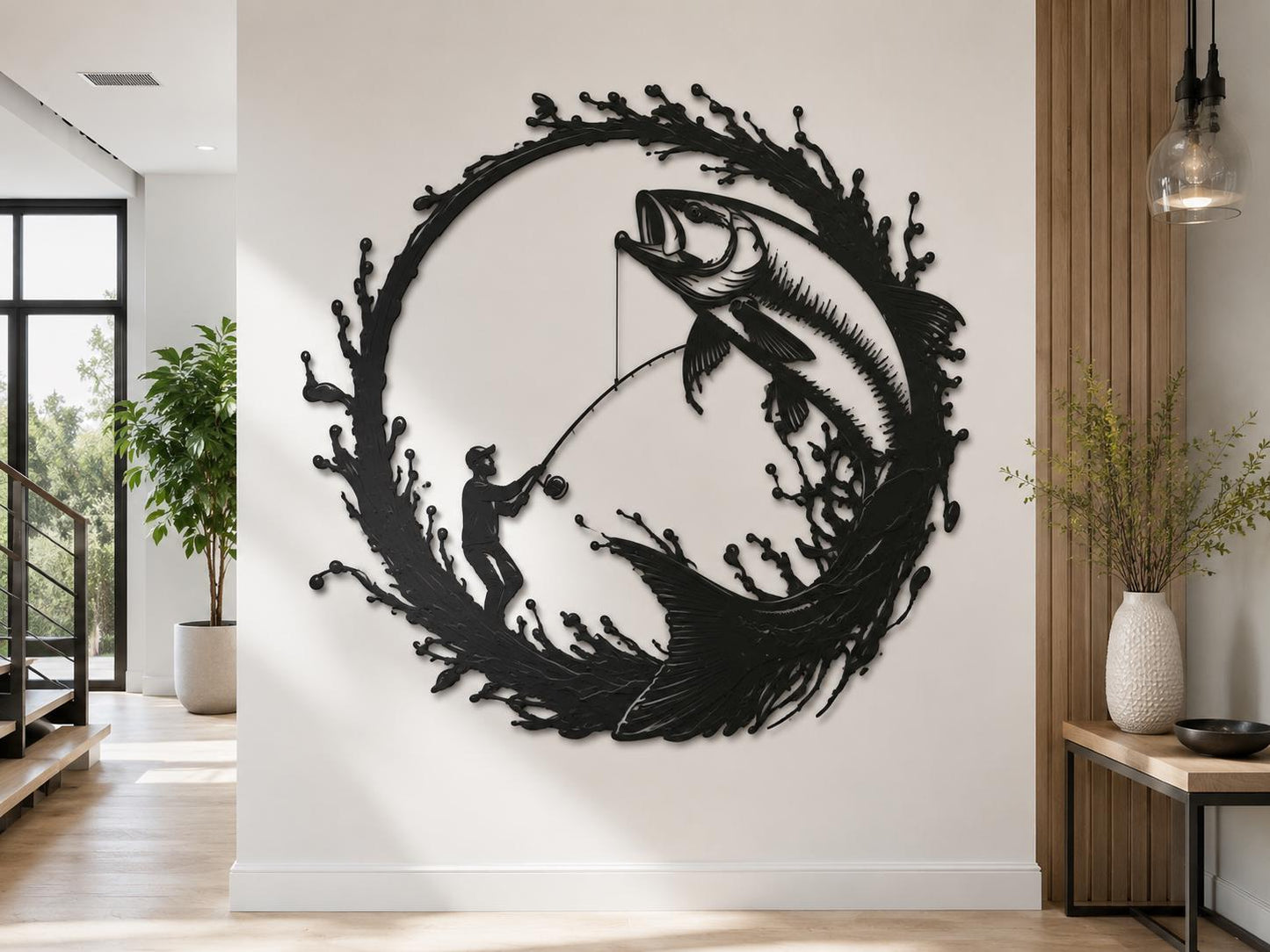 Fishing Metal Wall Art Bass Fish Metal Sign Fisherman Lake Decor UV Printed Aluminum Outdoor Cabin Man Cave Fishing Gift Wall Decor