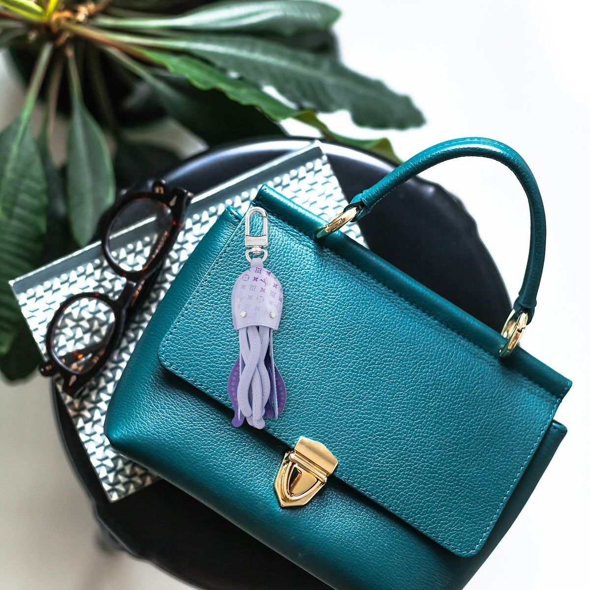 Octopus Bag Charm - On-Bag Drape View | Eluxsic Luxury Charm