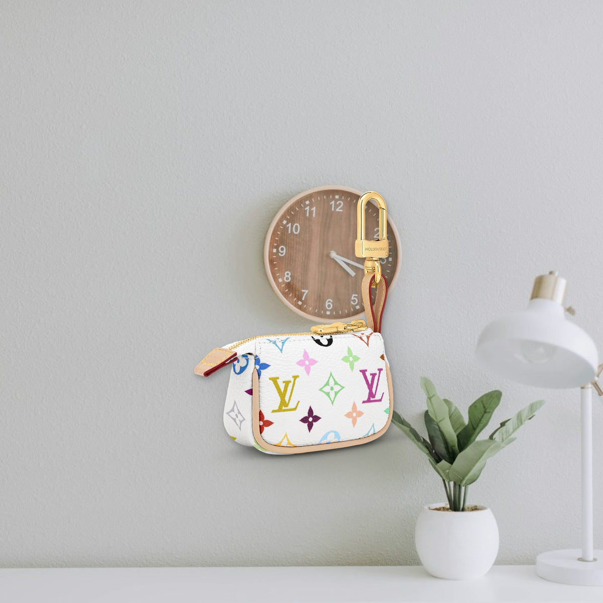 Micro Pochette Monogram Bag Charm - Everyday Carry Flatlay | Eluxsic Luxury Charm
