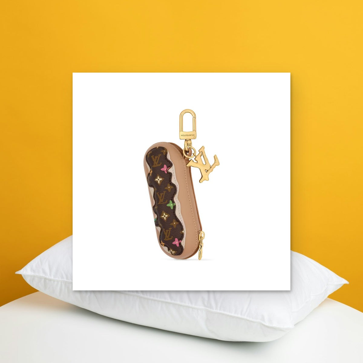 Monogram Craggy Eclair Bag Charm - In-Hand Scale View | Eluxsic Luxury Charm