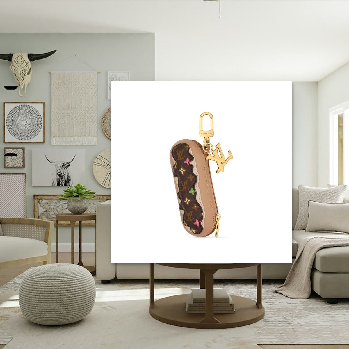 Monogram Craggy Eclair Bag Charm - Macro Craftsmanship & Hardware | Eluxsic Luxury Charm