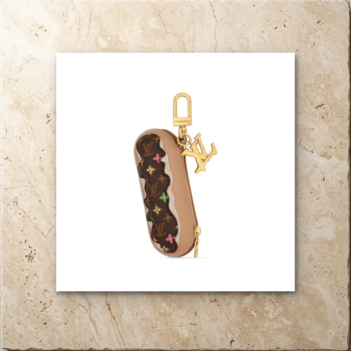 Monogram Craggy Eclair Bag Charm - Luxury Leather Bag Charm | Eluxsic