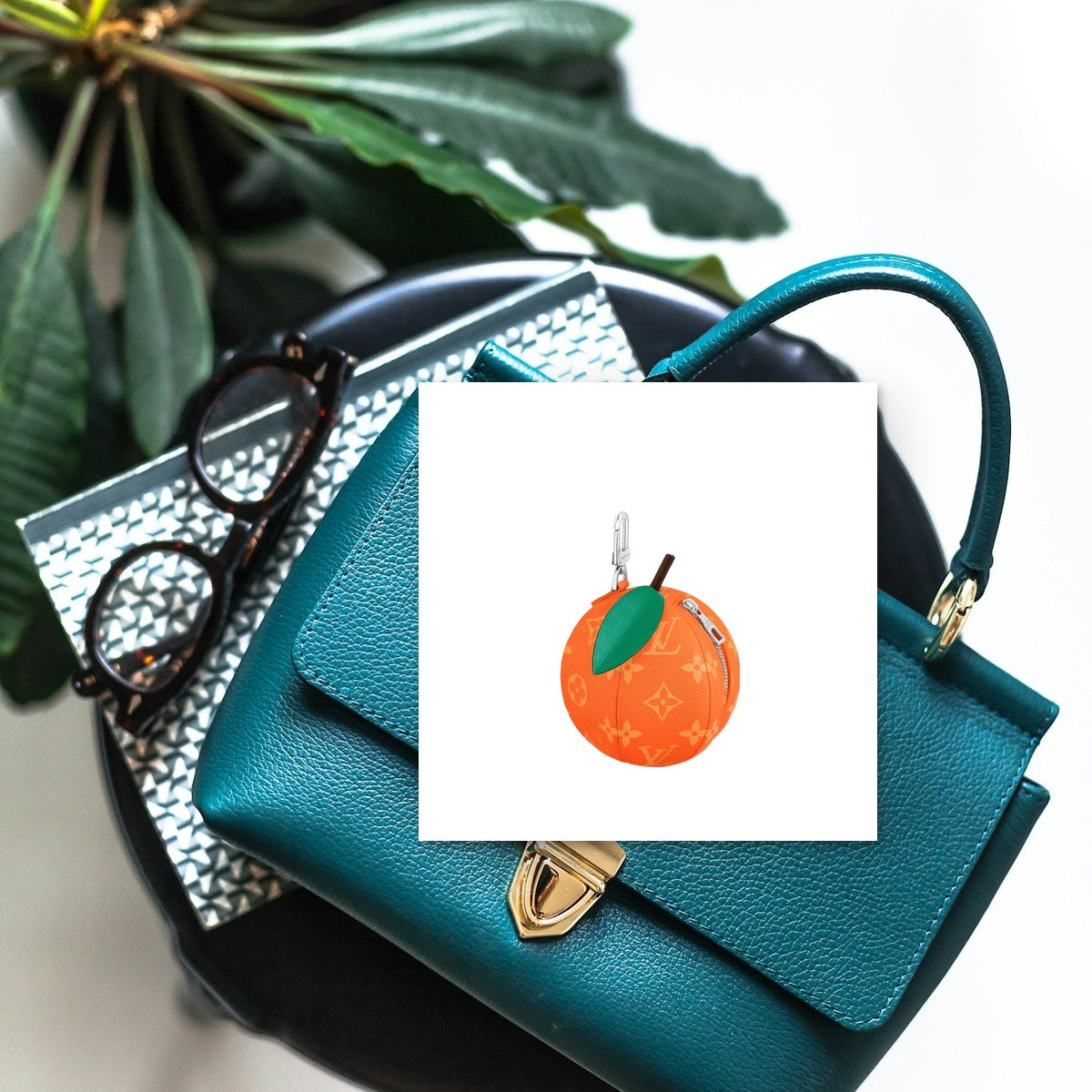 Orange Pouch - On-Bag Drape View | Eluxsic Luxury Charm