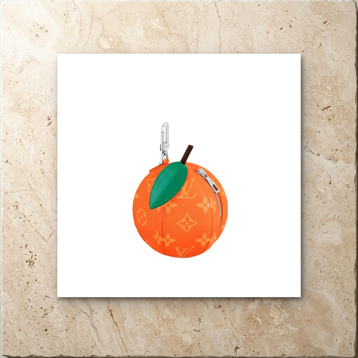 Orange Pouch - Luxury Leather Bag Charm | Eluxsic