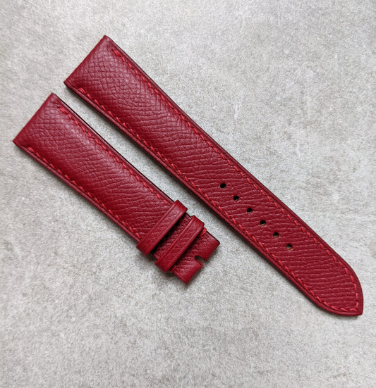 Embossed Grain Calfskin Watch Strap - Burgundy