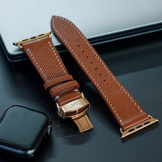 Strap Watch Textured Calfskin (Smartwatch Compatible), Mechanical Watch - Brown Gold EP2209