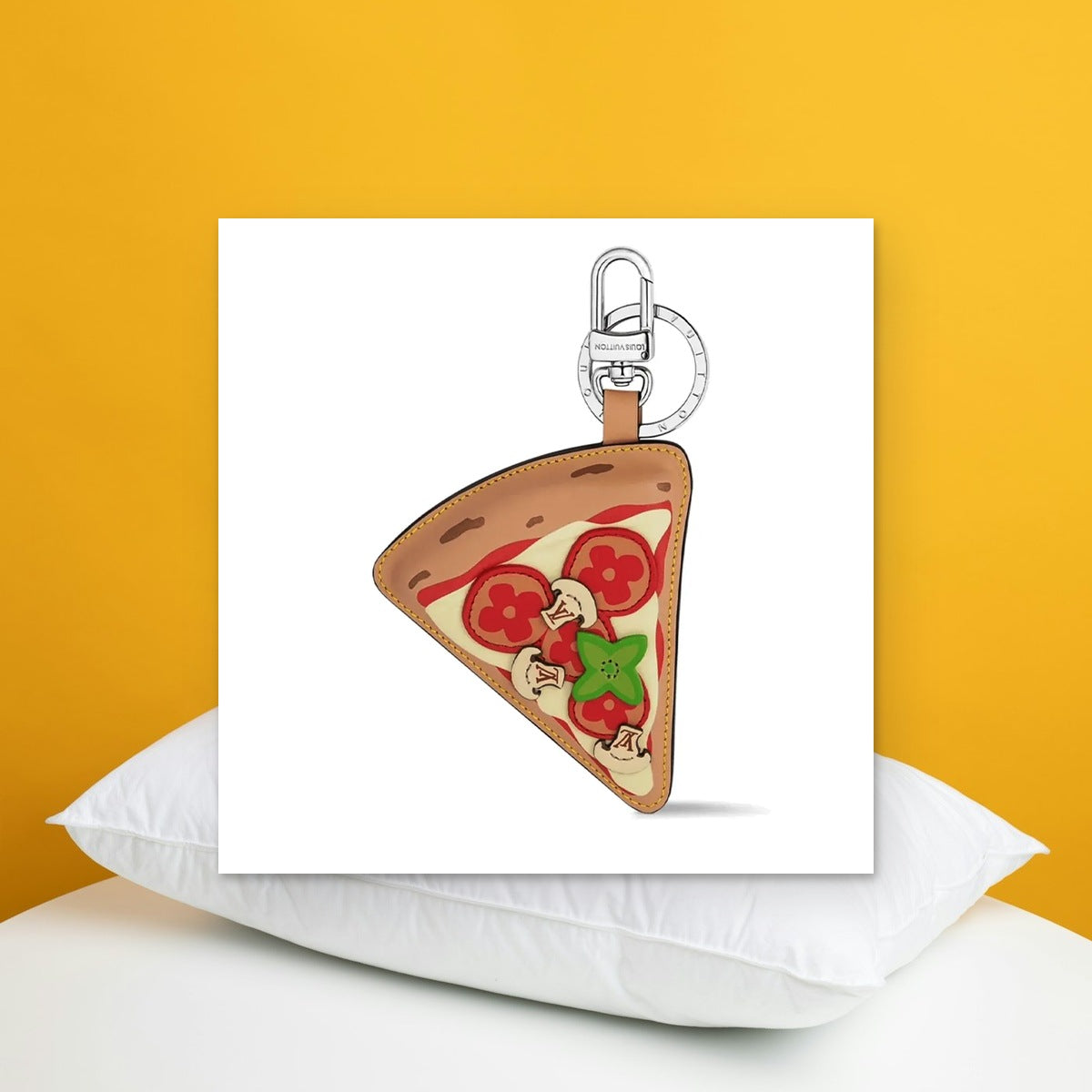Pizza Bag Charm - In-Hand Scale View | Eluxsic Luxury Charm