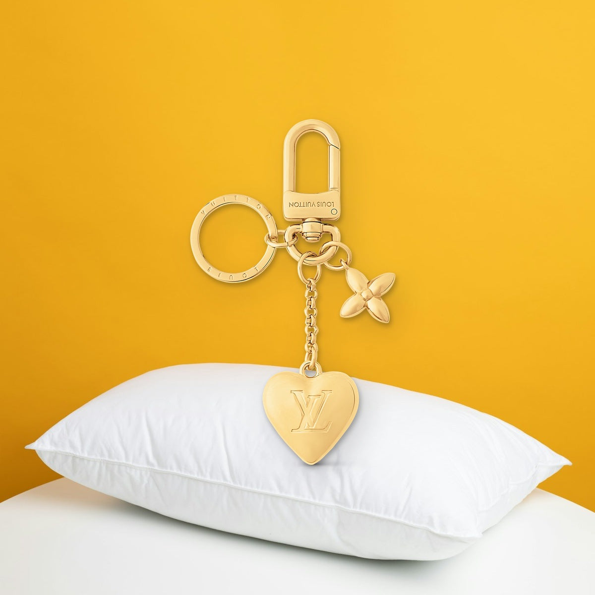 Satin Heart Bag Charm And Key Holder - In-Hand Scale View | Eluxsic Luxury Charm