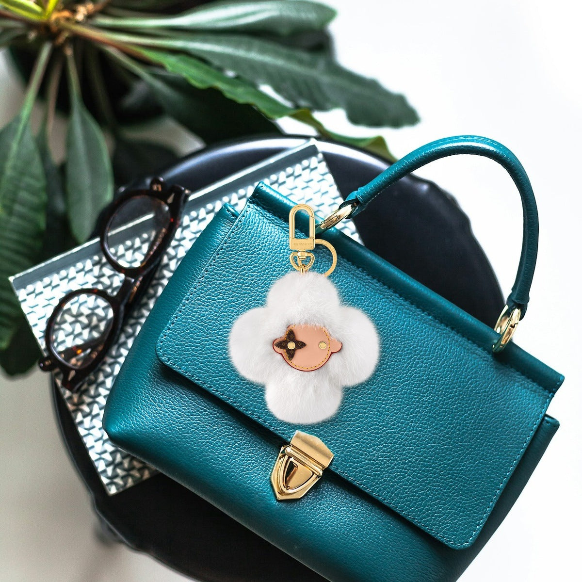 Vivienne Fur Bag Charm - On-Bag Drape View | Eluxsic Luxury Charm