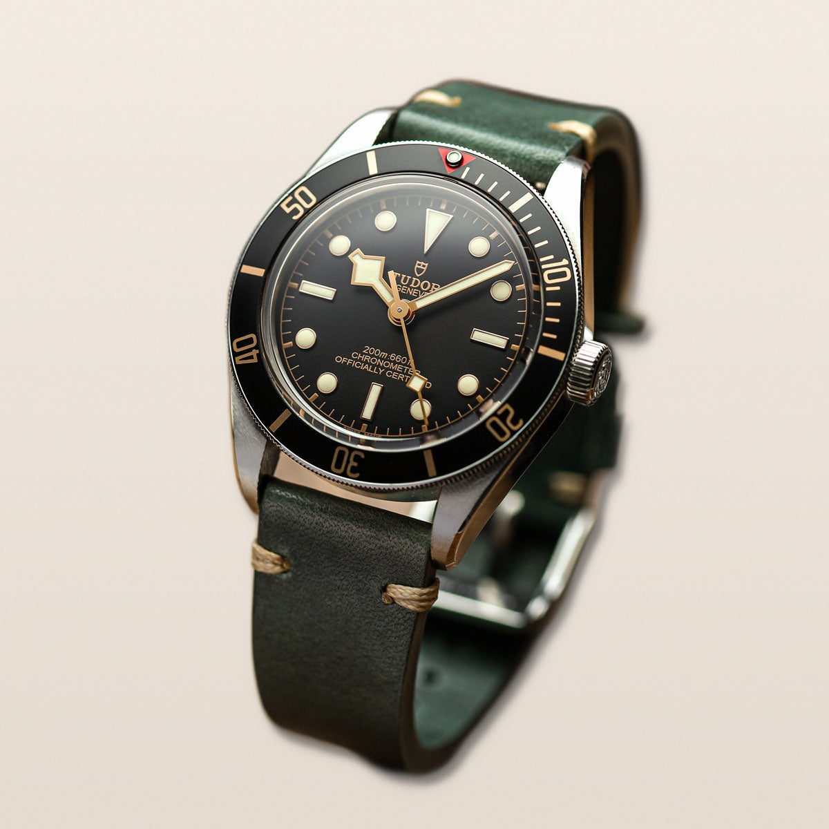 Simple Handmade Italian Leather Watch Strap - Reef - Detail View
