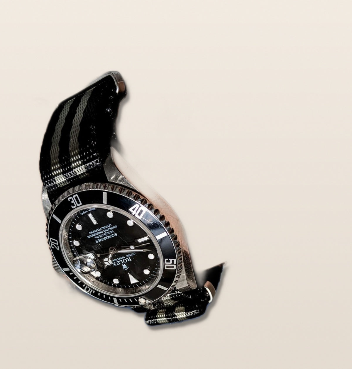 Premium Fabric Watch Strap - Classic Stripe - Detail View